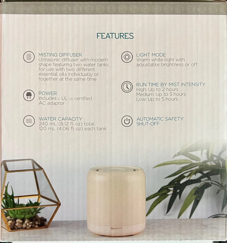 Difusor de aceites esenciales Sparoom Duomist - 2 tanques de agua - marrón #S04629 Foto 2 de 4