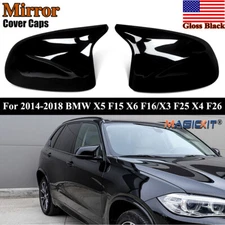 For 2014-2018 BMW X5 F15 X6 F16 X3 F25 Rearview Mirror Cover M Style Gloss Black