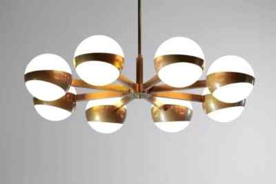 8 Light Globe Mid Century Brass Sputnik chandelier light Fixture Elegant Lamp