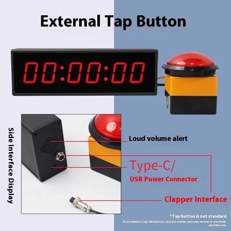 Temporizador profissional LED recarregável dupla face tela grande lembrete de contagem regressiva - Imagem 2 de 4