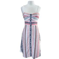 Anthropologie HUTCH Florentine Pastel Striped Midi Dress Womens 8 NEW