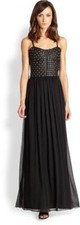 New Alice & Olivia Black Studded Leather Corset Ciel Maxi Dress Gown $797 Size 2