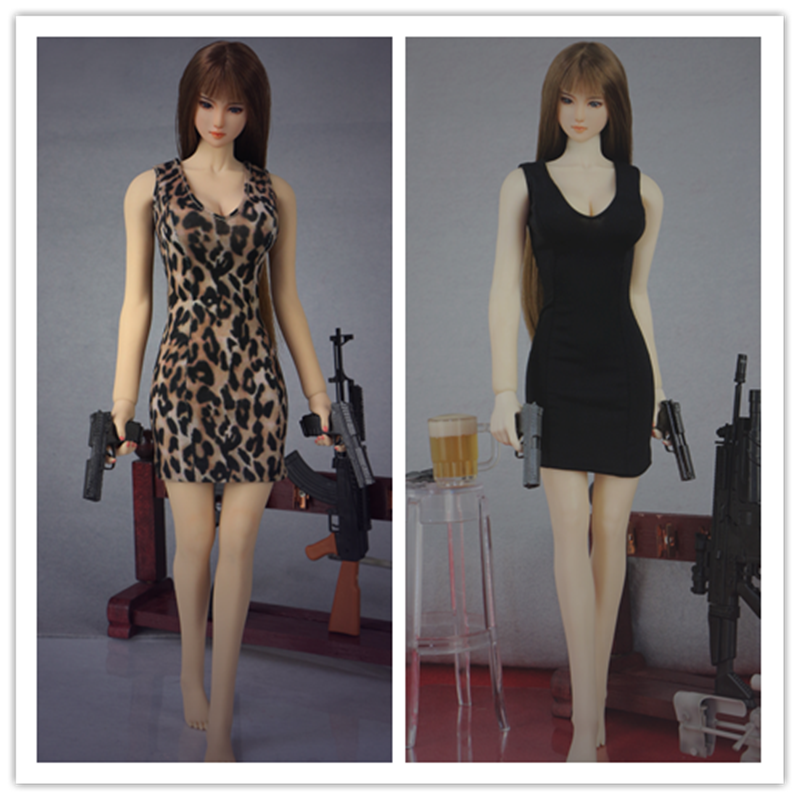 1/6 Female Soldier Sexy Bodycon Model Leopard Dress F 12