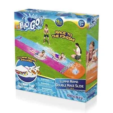 Bestway H2OGO! 16 ft Llama Rama Double Race Water Slide with Two Surf Riders