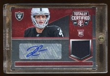 2014 TOTALLY CERTIFIED DEREK CARR RC AUTOGRAPH PATCH #ED 30/50 RAIDERS QB  HOT