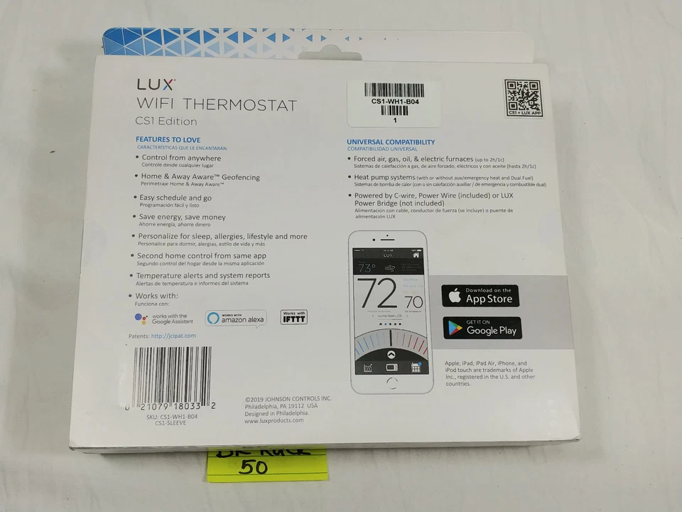 Lux CS1-WH1-B04 Digital Thermostat - Image 3 of 4