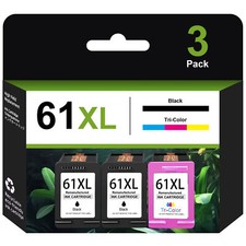 3x 61XL Black Color Ink Cartridge Combo For HP 61XL ENVY 4500 4501 4502 5530