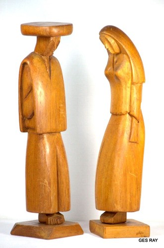 Primitive Wood Carvings Figurines Tribal Native People Women Men - Picture 2 of 5