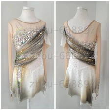 Competition Figure Skating Dress Girls Ice Skating Custom white dyeing green