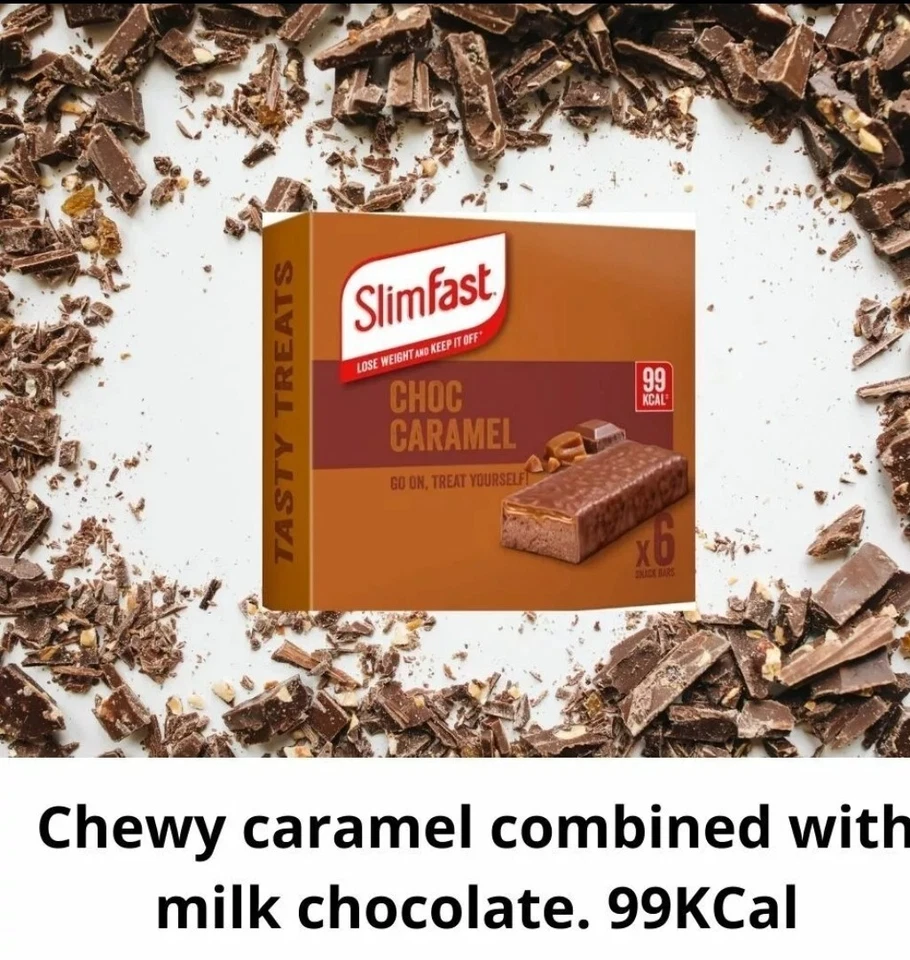 SlimFast Chocolate| Caramel Snack Bar| 2 Boxes(12x25g) 99Kcal |Treat Weight Loss - Image 3 of 4