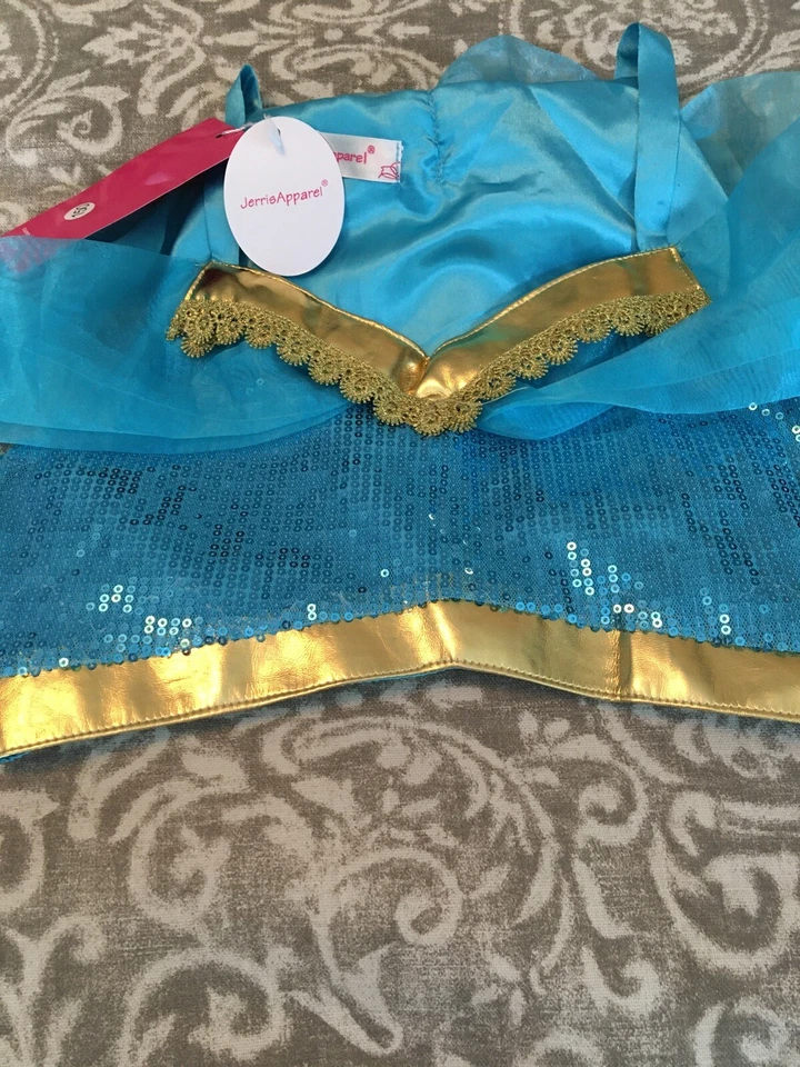 Arabian Princess COSTUME Age 9, 10 Or 11 Blue & Gold NWT 2 Piece Girls Dress Up - Image 4 of 4