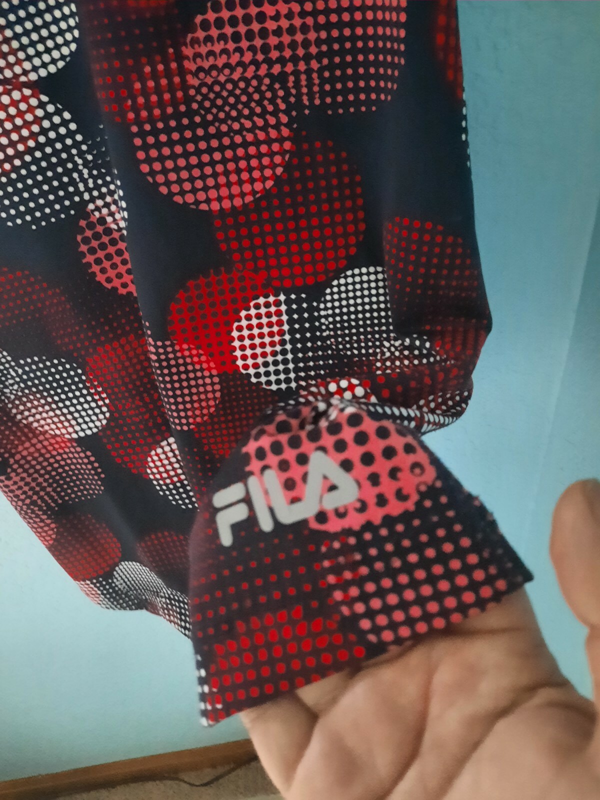 T SHIRT VINTAGE FILA BLU MOTIVO GEOMETRICO TAGLIA L