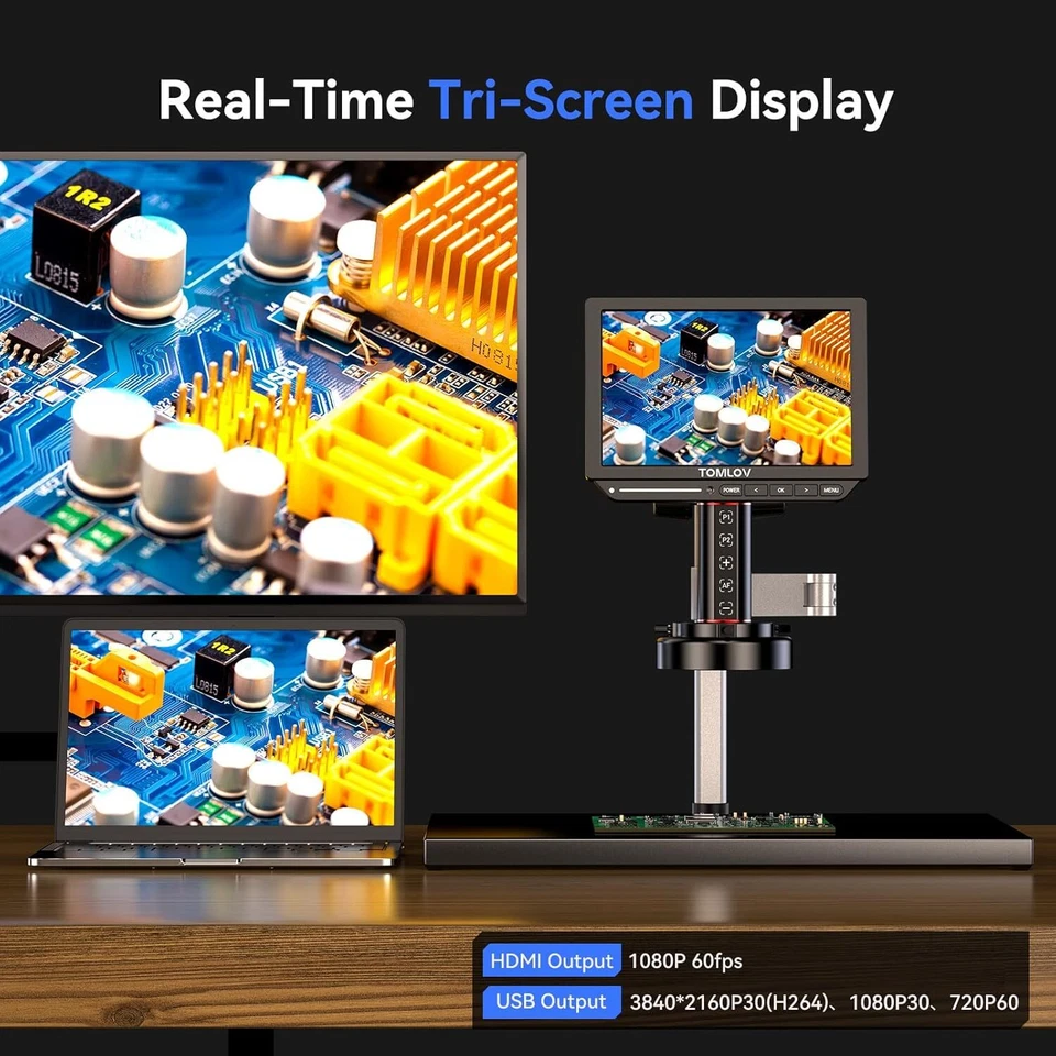 TOMLOV TM4K-AF Max 4K Autofokus Digitalmikroskop 10 Zoll 64GB mit Spin Flex Arm - Bild 4 von 4
