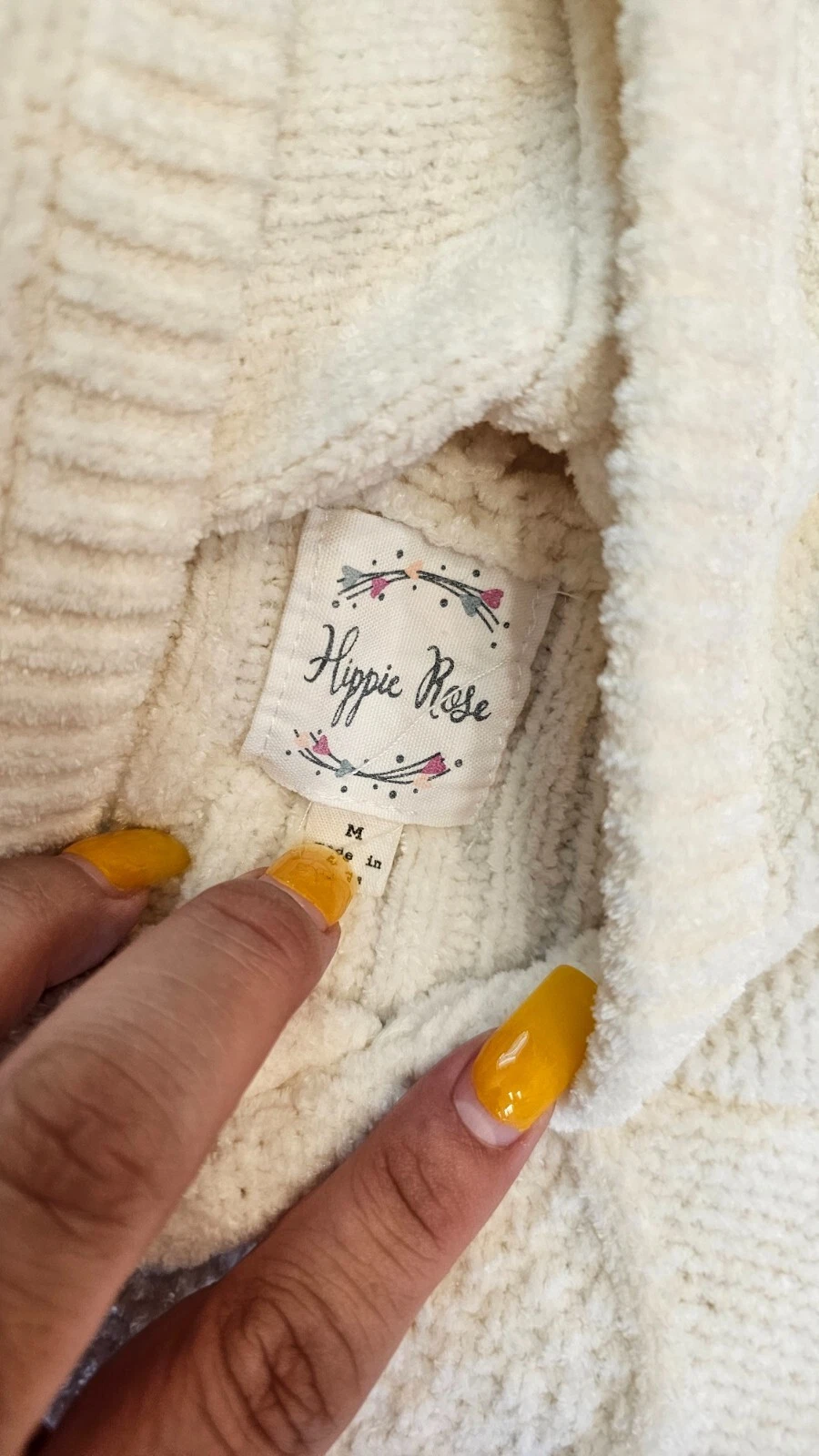 OFF WHITE Maglione con cappuccio hippie rosa donna avorio poliestere a maniche lunghe lavorato a maglia taglia M