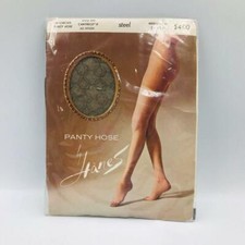 VINTAGE Pantyhose in Circles by Hanes Cantrece II Steel Medium Tall