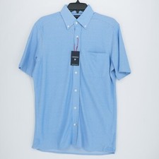 Cremieux Men's Short-Sleeve Shirt S Blue Solid NWT 75