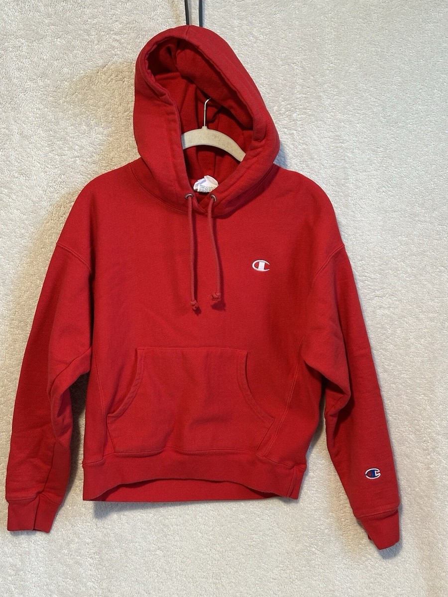 Vintage Champion Reverse Weave Hoodie Mens Medium Logo Red