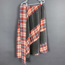 Vintage 70s Chessa Davis Gray Orange Velvet Wool Boho Skirt Scarf Cottagecore