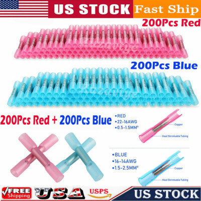 #ad 500X Heat Shrink Butt Splice Wire Connector Insulated Waterproof Crimp Terminals $29.49