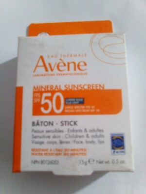 Avene  Water Resistant Mineral Sunscreen Baton Stick 0.5oz SPF 50 Exp 04/26
