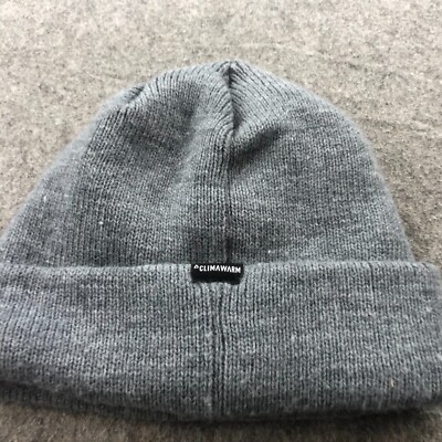 Adidas Beanie Toboggan Skull Cap Gray Fleece Logo Workwear Knit