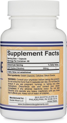CDP Choline (Citicoline) Supplement, Pharmaceutical Grade 60 Capsules, Pack of 2 - Picture 3 of 8