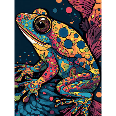 Frosch Portrait Gemälde bunt psychedelisch Wassertier Pop Art riesiges Poster