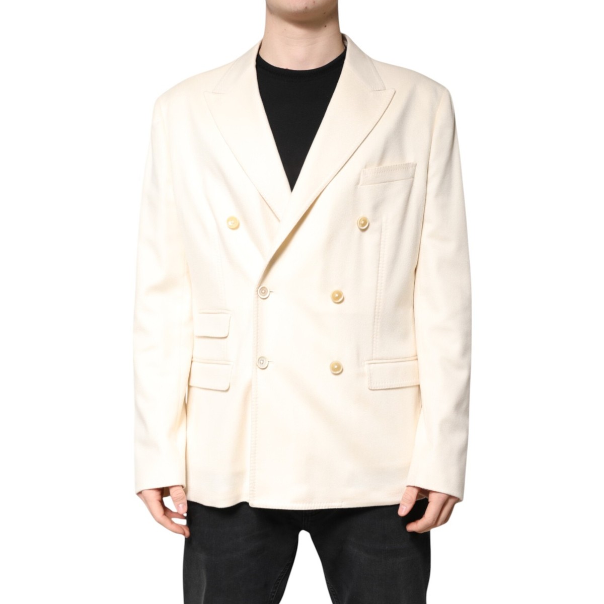 DOLCE & GABBANA Blazer Beige Cashmere Double Breasted Coat