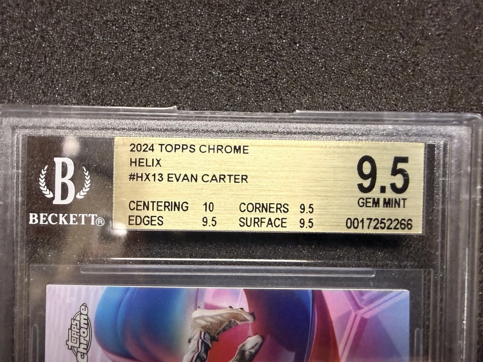 2024 Topps Chrome Evan Carter HELIX Rookie SSP BGS 9.5 RC Case Hit - Image 2 of 3