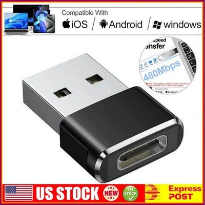 1Pack USB to USB C Adapter Type-C Female to A Male OTG Converter Car Charger