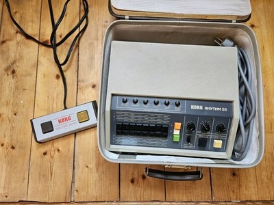 Rare Vintage Korg KR-55 analoge Rythm Machine mit Footswitch und Koffer, 1979
