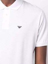 Emporio Armani Mercerised Men's Black Polo T-shirt with Micro Eagle