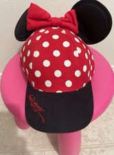 Disney Minnie Mouse Youth Hat Red Polka Dot Ears Bow Disneyland Resort