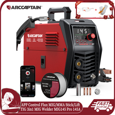 iControl MIG Welder 145A Pro 3-in-1 Gasless Flux Core MIG/Lift TIG/MMA Large LED