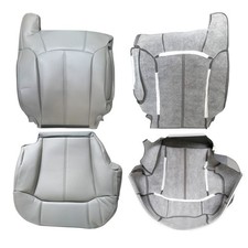 Fundas de asiento de cuero gris aptas para Chevy Silverado 1999-2002 cuero microfibra