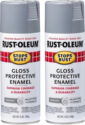 Rust-Oleum 7786830 Stops Rust Spray Paint, 12 oz, Gloss Smoke Gray, 2 Pack
