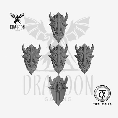 Dragon Shields (x5, Linkshänder) Custom Bits für Sci-Fi Tabletop Miniaturen