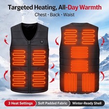 10 Zone Heated Vest 3 Heat Levels Water Resistant Winter Warm Vest for Men Women