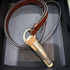 Collana in pelle YVES SAINT LAURENT rive gauche Mombasa fibbia corno originale JPN