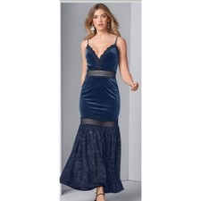 Venus Velvet Lace Sundress Maxi Sz 2 Blue Formal Prom Whimsigoth Babydoll Prom