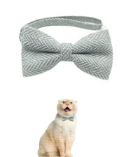 Chic Woven Stripe Bow Tie Breakaway Safety Collar for Cats and Small Dogs Beige