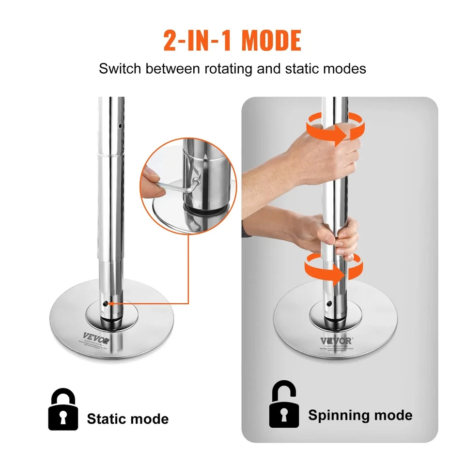 Dancing Pole Spinning Static Dancing Pole Kit Removable Pole 45mm HeavyDuty Pole - Image 4 of 4
