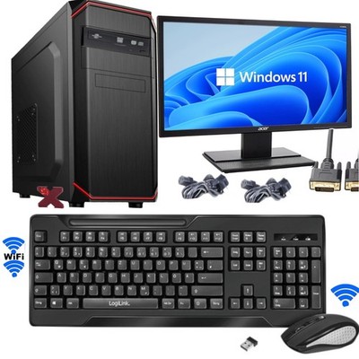 Office PC Set:Intel Core i7  8X3,40 GHz 180GB SSD + 500GB 8GB Win 11+ 22'' +WIFI