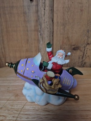 Lenox Santa's Rocket Ride Porcelain Santa On Purple Plane With Toys