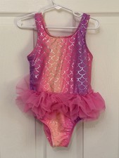 Wonder Nation Toddler Girl Mermaid Tutu One- Piece Swimsuit Size 5T Pink Purple