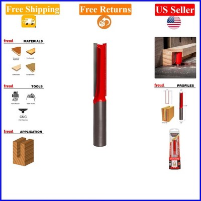 2-Inch Double Flute Straight Router Bit, 1/2'' Diameter, Tungsten Carbide