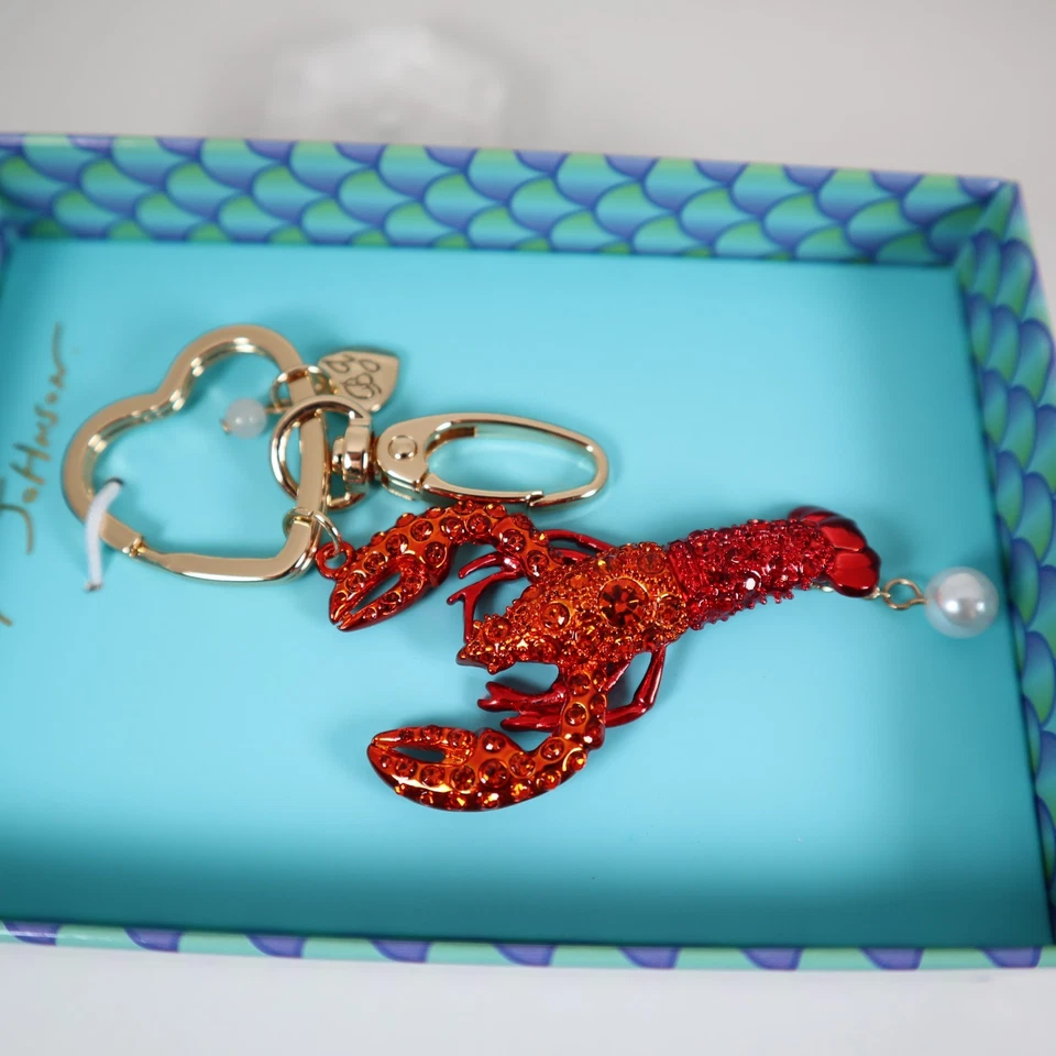 Betsey Johnson Cristal Rojo Langosta Tono Dorado Llavero Bolso Dije Nuevo en Caja Foto 2 de 3