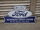 HUGE VINTAGE YOUR LOCAL FORD AUTHORIZED SERVICE STATION PORCELAIN SIGN 36" X 20"