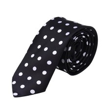 And White Polka Dot Tie Necktie for Men Wedding Party Ties Cosplay Black