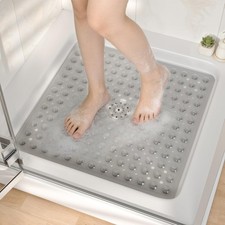 21x21 Inch Square Shower Mat Non Slip, Anti Slip Bathtub Mat with Strong Suction